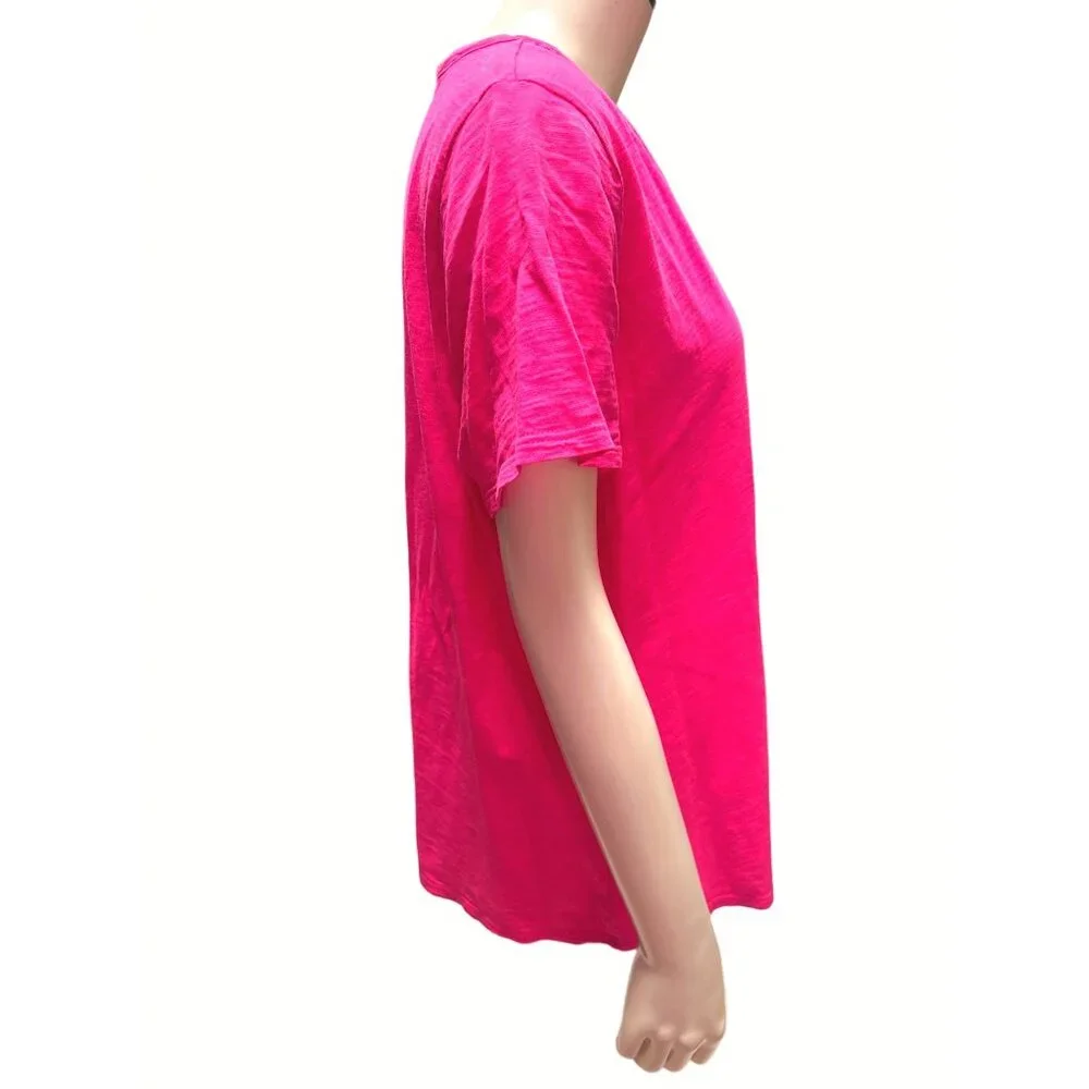 Coldwater Creek Womens V-Neck Tee All Cotton Size L Made In India Hot Pink - Picture 4 of 10